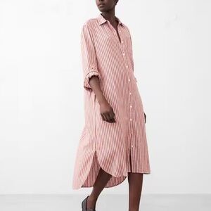 Linen Blend Midi Shirtdress